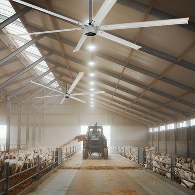 Silêncio 1.5kW 24FT HVLS de alta velocidade Ventilador de teto elétrico industrial grande com motor PMSM